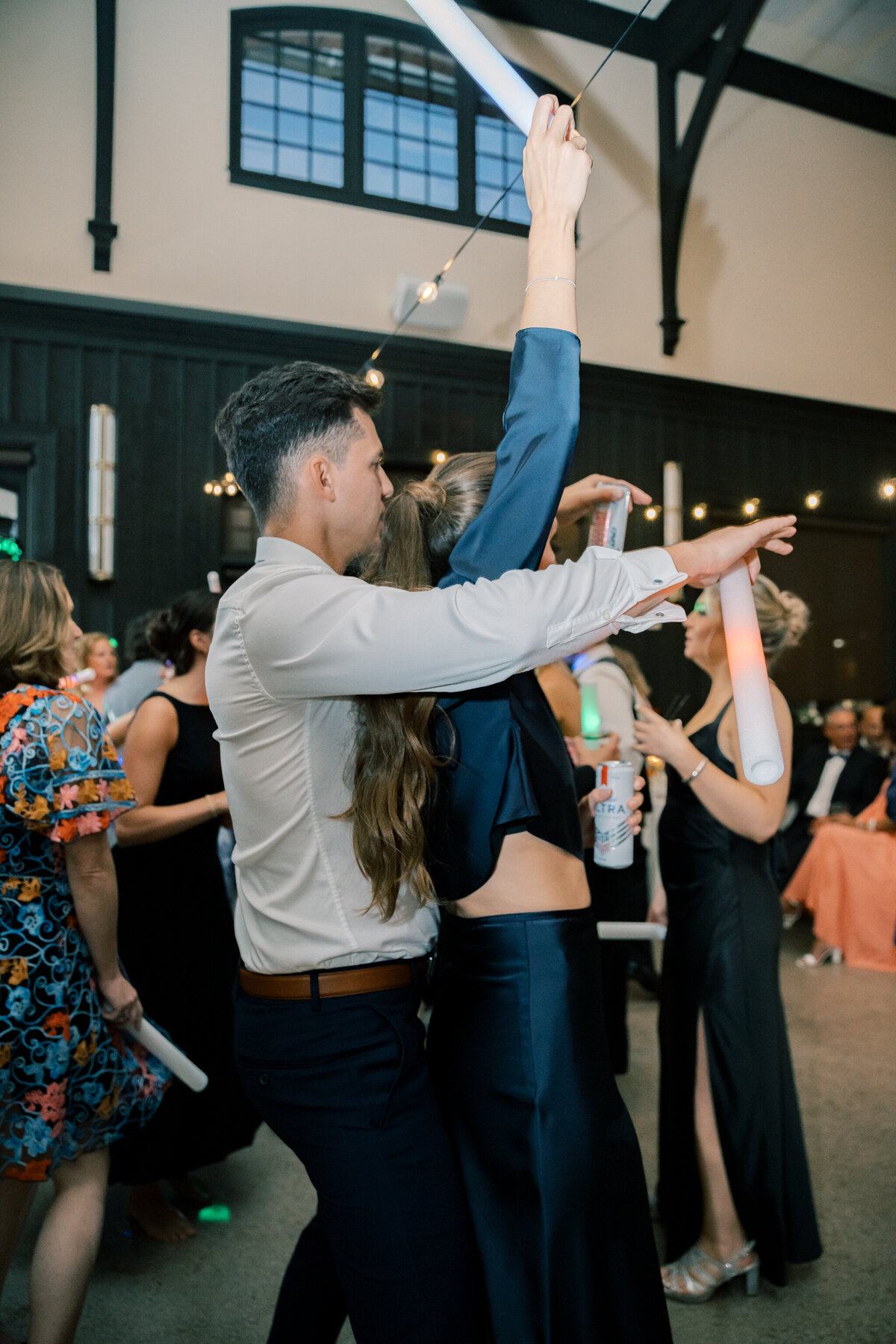 Guests dancing at a Bristol Train Station wedding reception