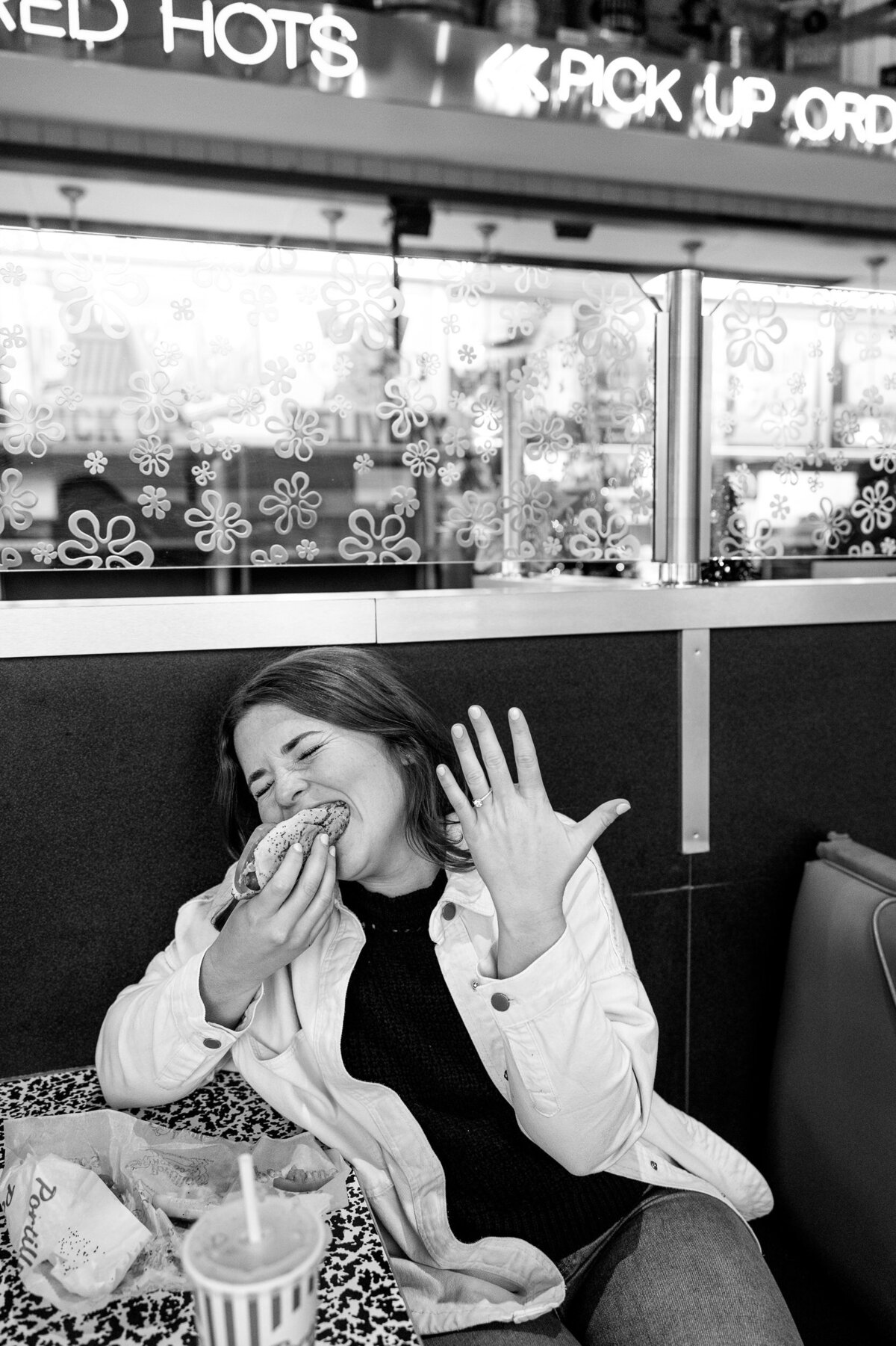 creative fun chicago flash engagement photos at Portillos Hotdogs-31-ed-lucy