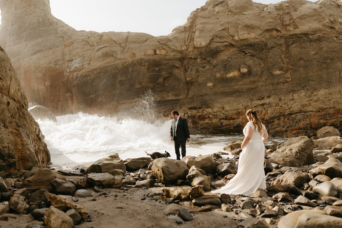 oregon coast elopement with dog near Pacific City