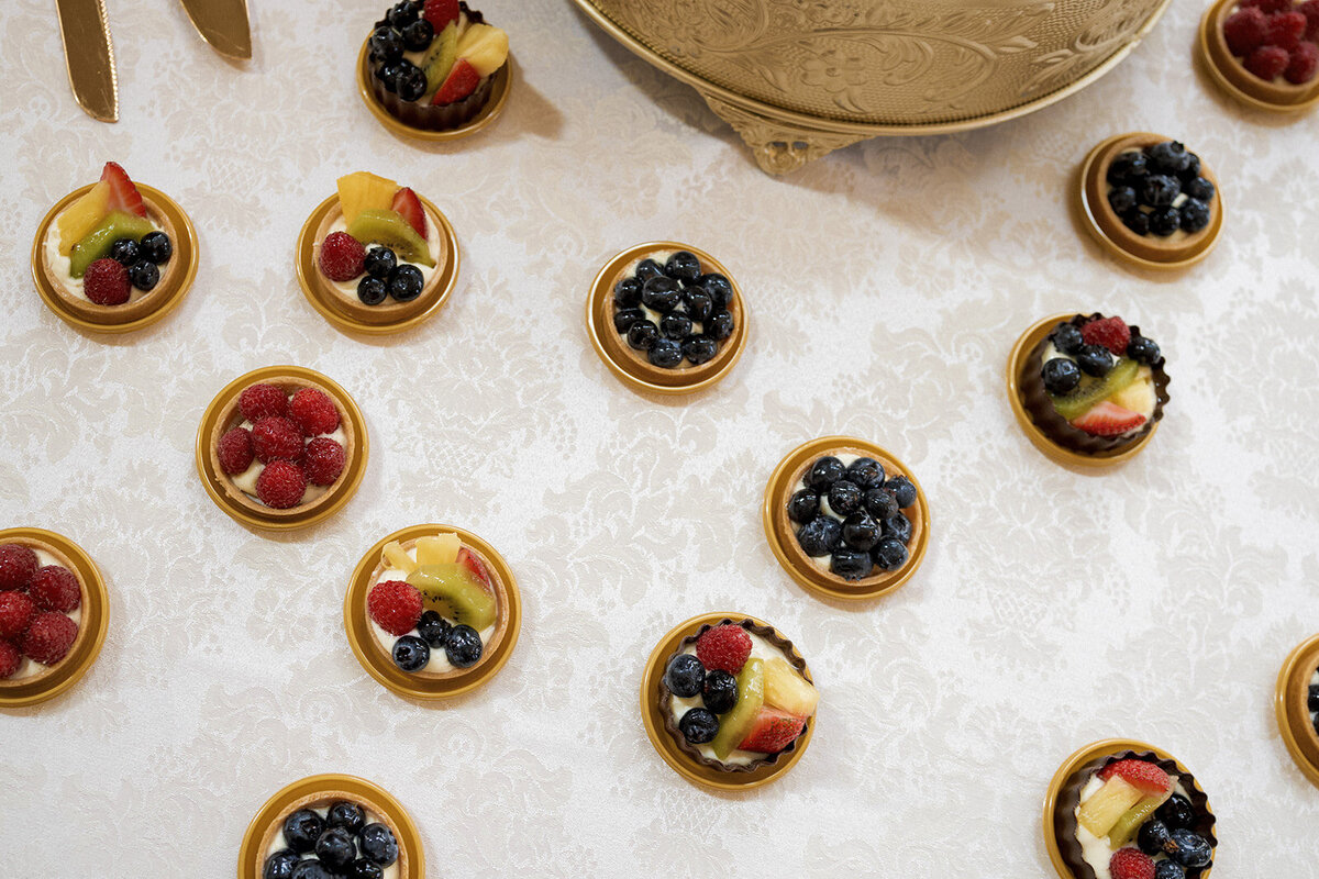 wedding reception dessert table fruit tarts