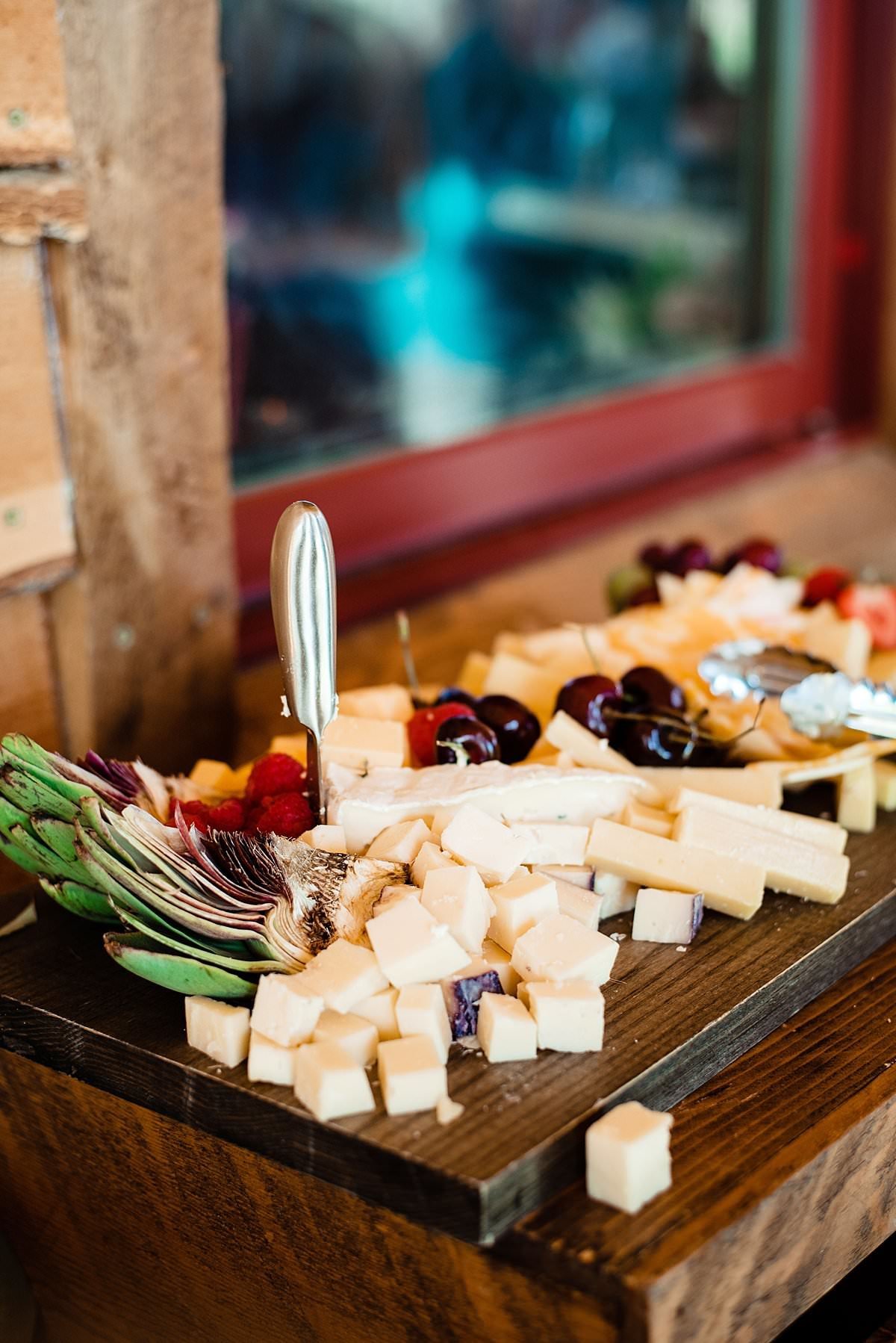 Cheese board with fruits for cocktail hour