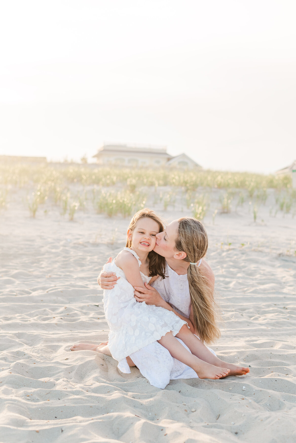 Mom and daughter on beach