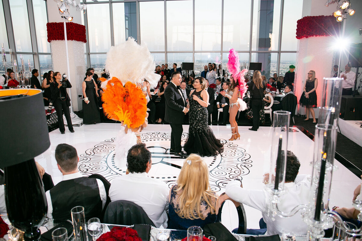 Performers dancing on a wedding dance floor