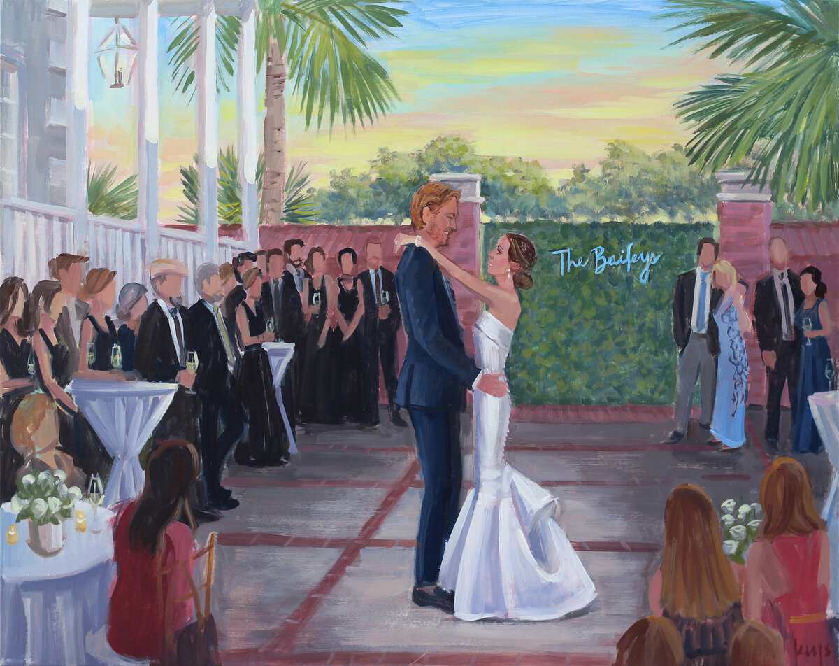 Live Wedding Painter creates painting at The Gadsden House in downtown Charleston.