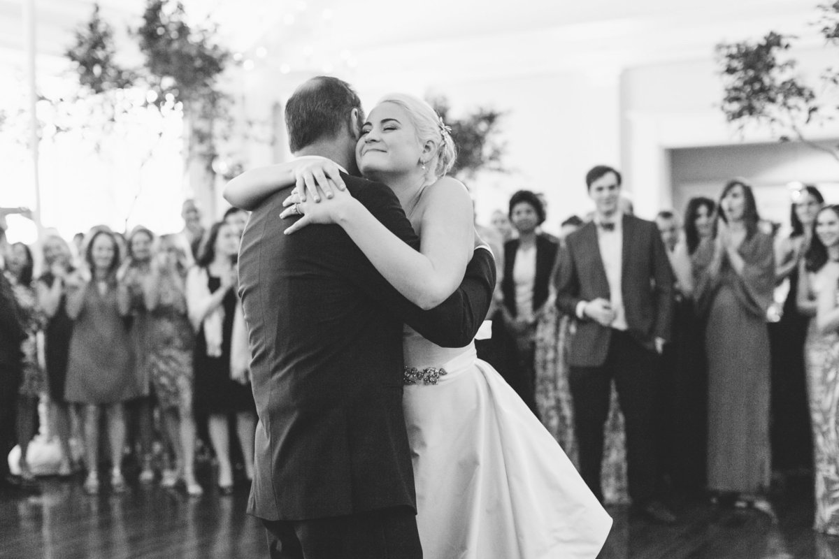 An emotional Father daughter dance moment captured  by luxury destination wedding photographer Rebecca Cerasani.