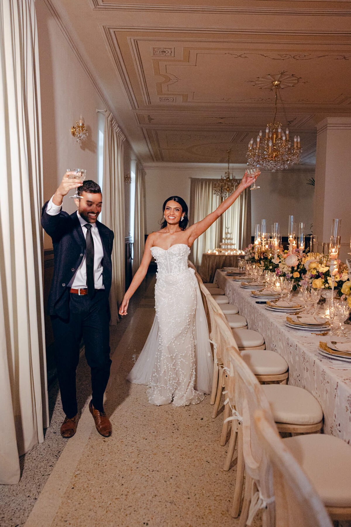 A wedding day photo of the bride and groom at Villa Aura del Lago on Lake Como in Italy