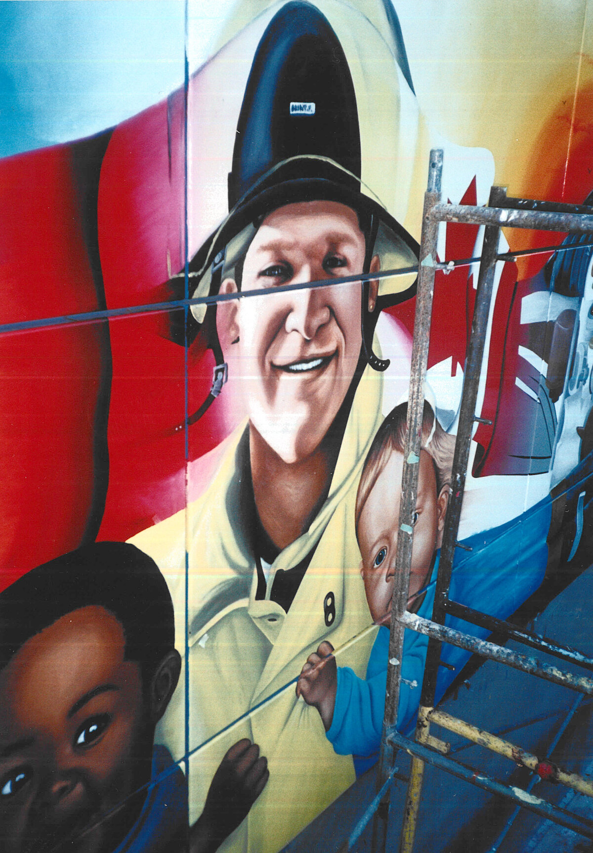 Brent Ray Fraser  Self Portrait Firehall Mural - July 1999