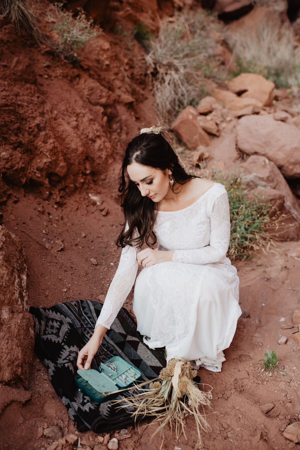 Utah Elopement Photographer captures bride getting ready for Moab elopement