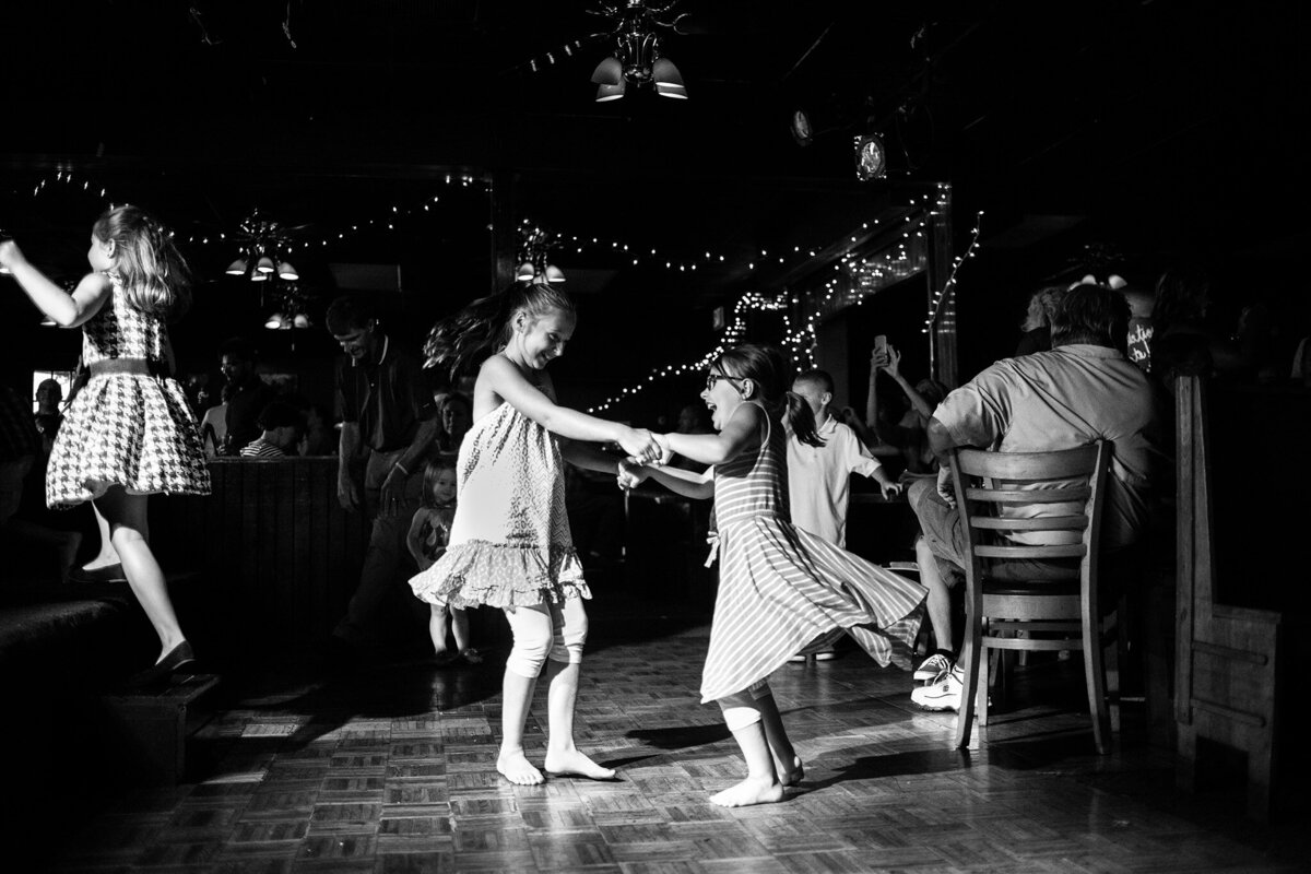 sister dancing at wedding reception Iowa City