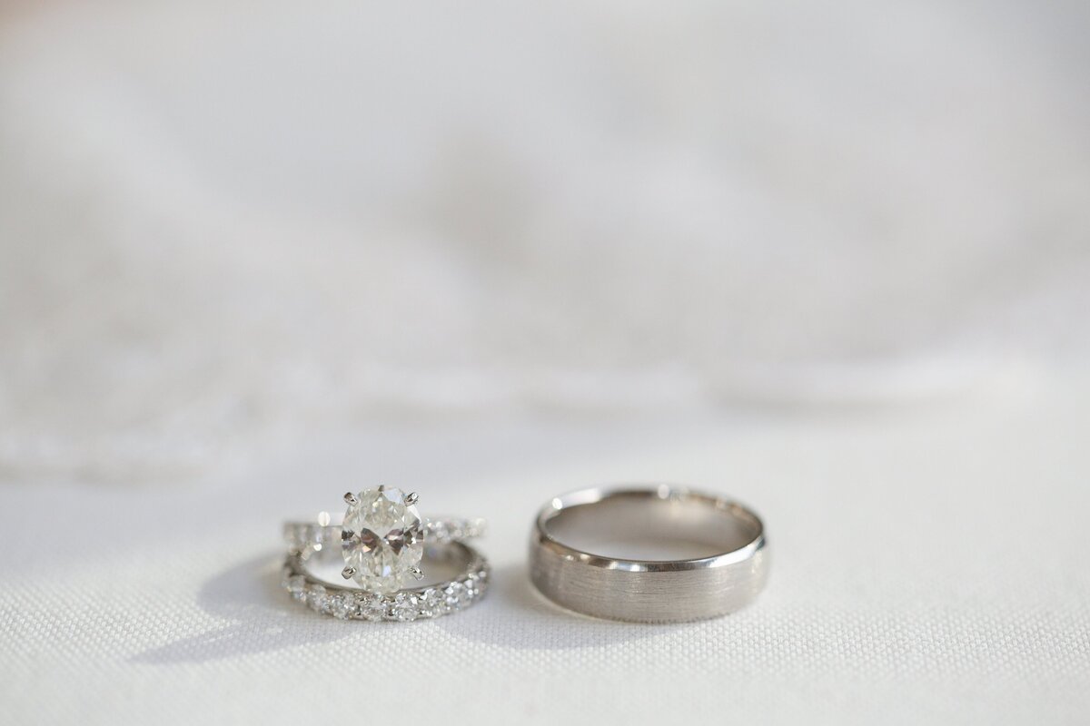 Close up of wedding rings during Boston wedding.