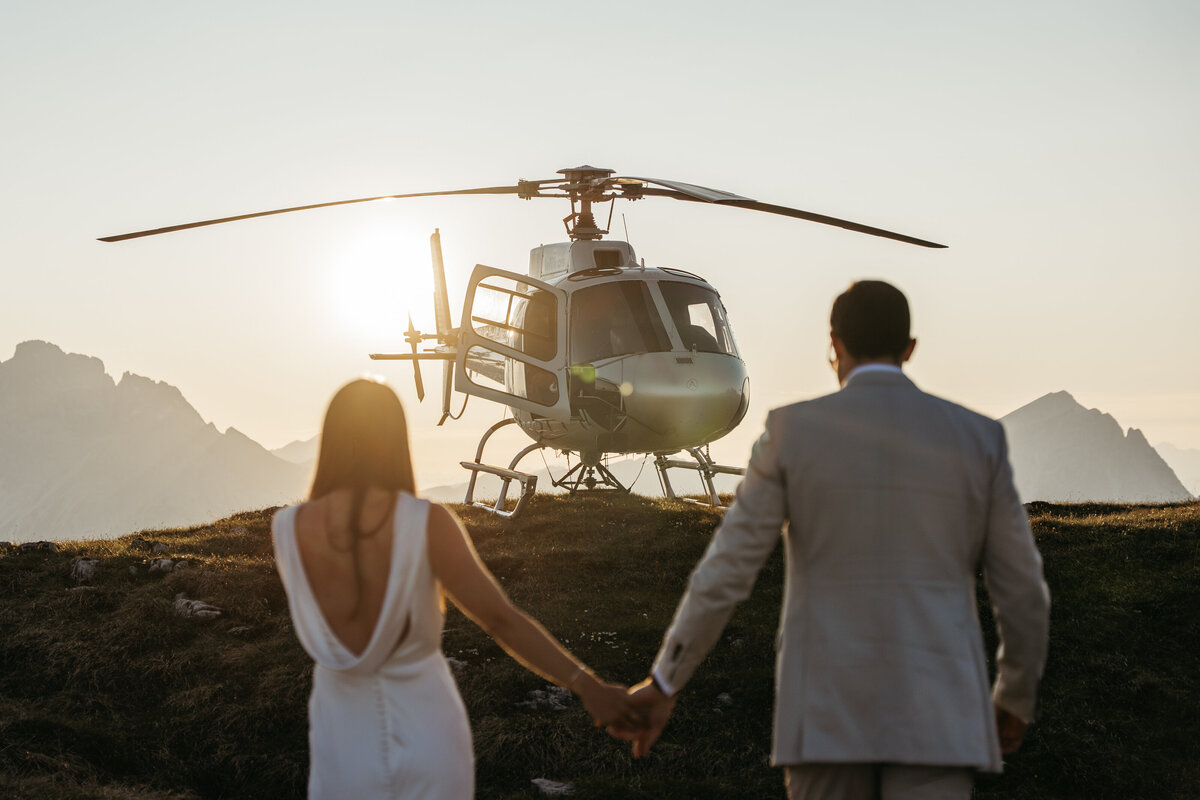 Dolomites Cadini di Misurina Helicopter Elopement Elikos Sunset