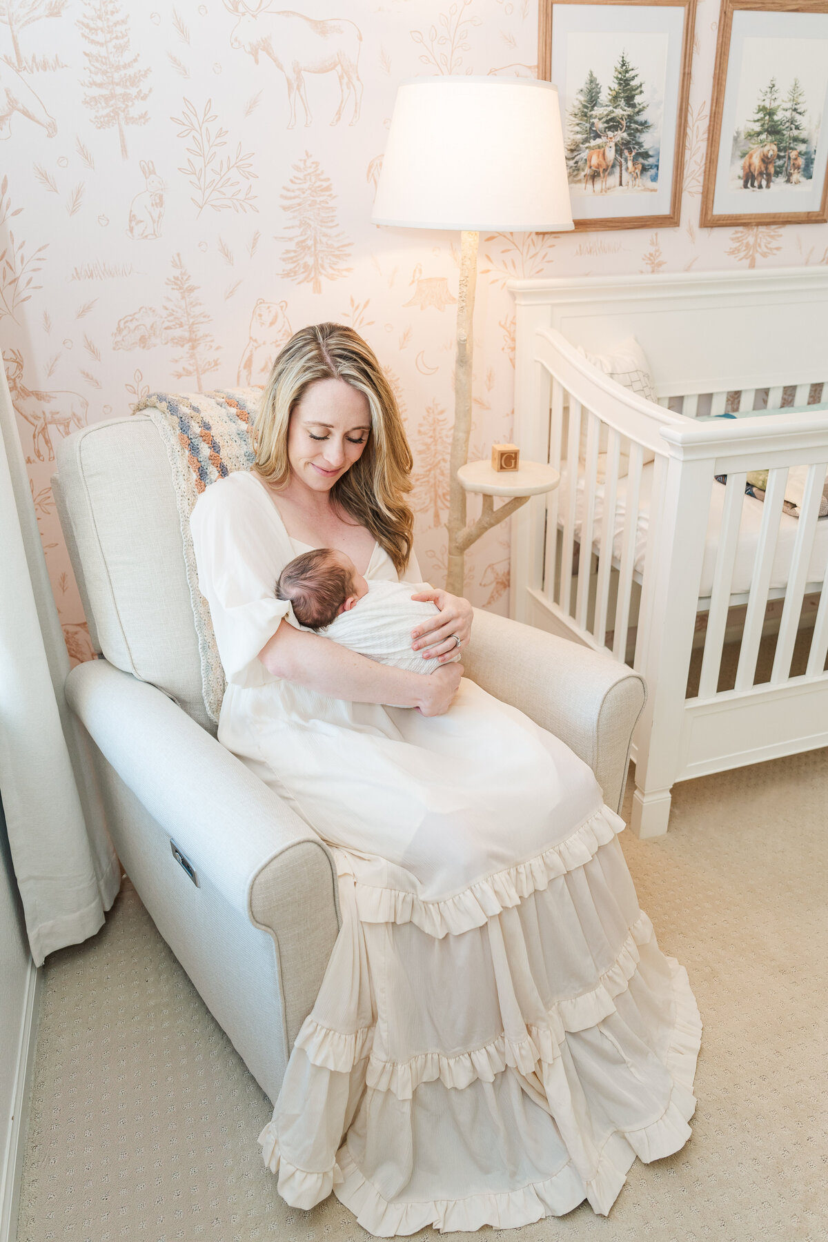 Baby boy woodland nursery lifestyle newborn session elena spraguer photography 0047