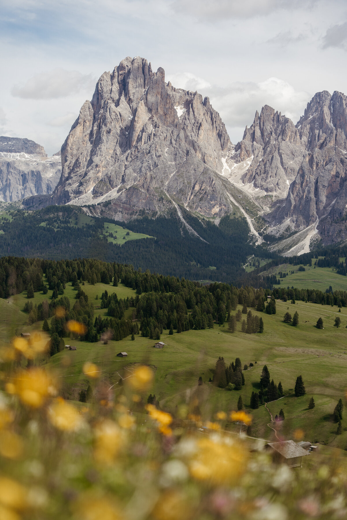 Scenic Dolomites peaks Alpe di Siusi