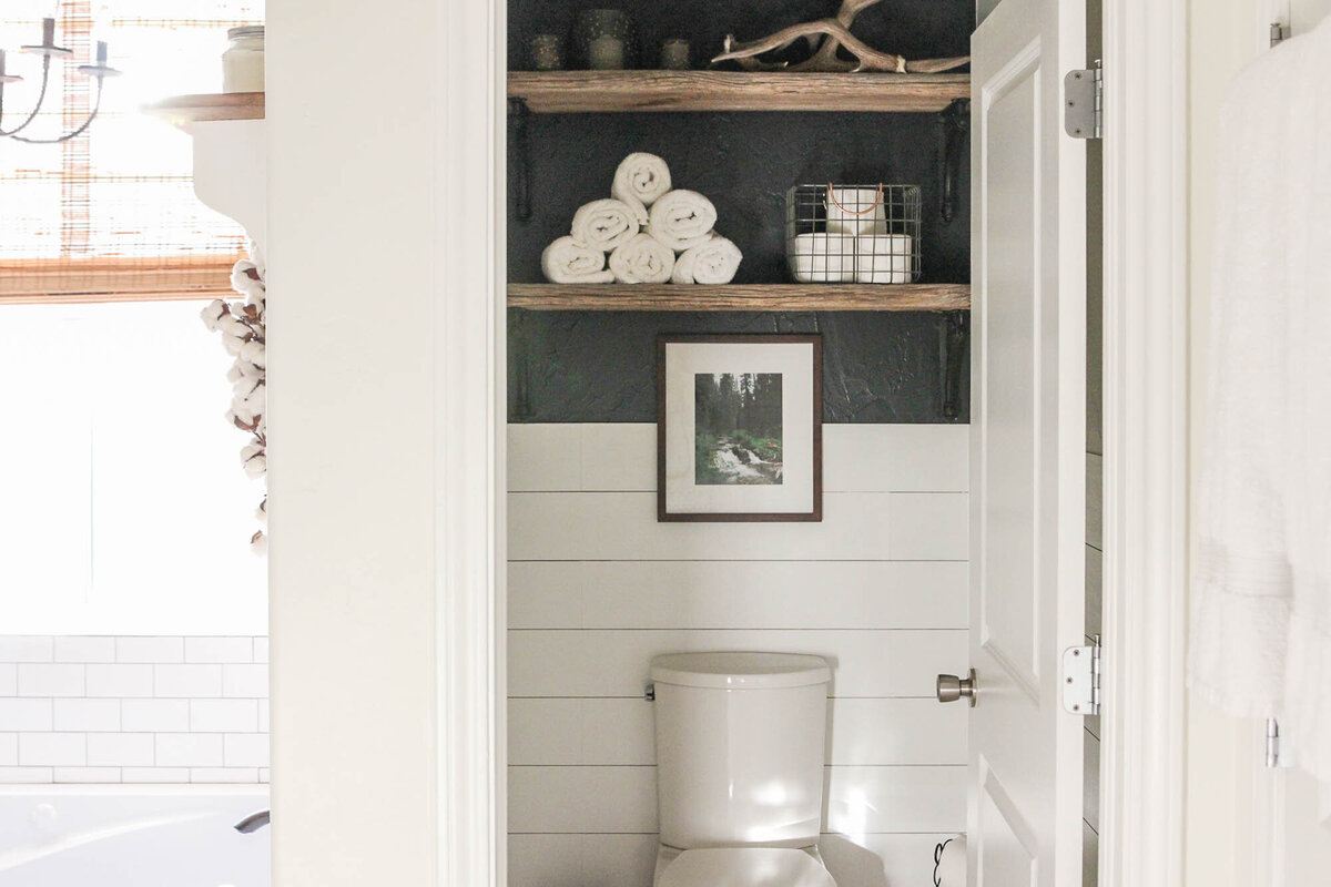 Decorating Shelves Above The Toilet by The Wood Grain Cottage-8