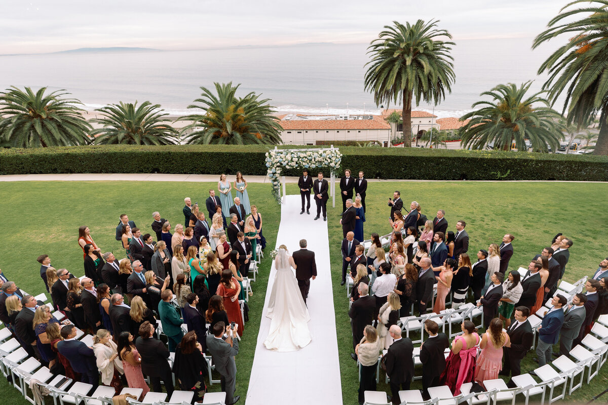 Birds eye view of the ceremony at bel Air Bay Club