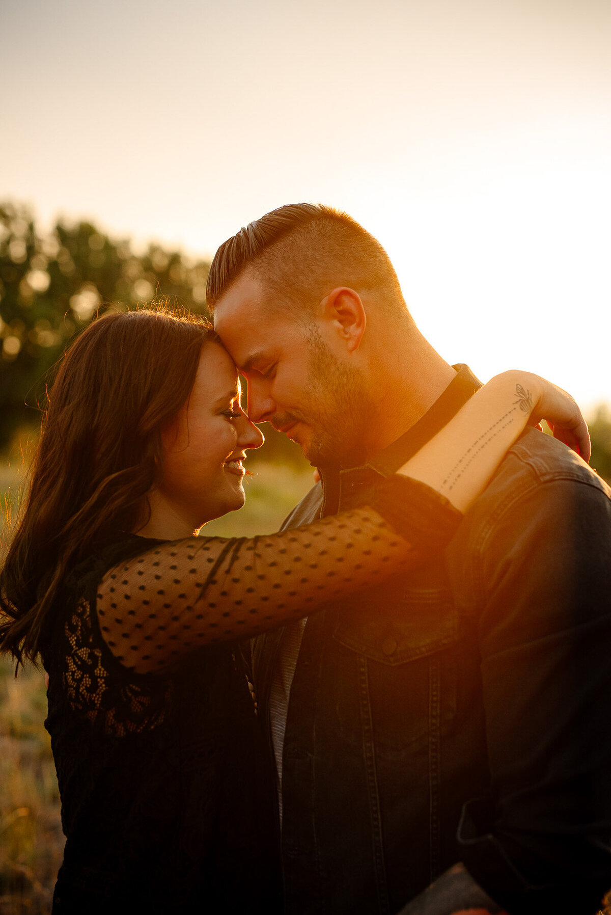headshot and close up of couple at sunset