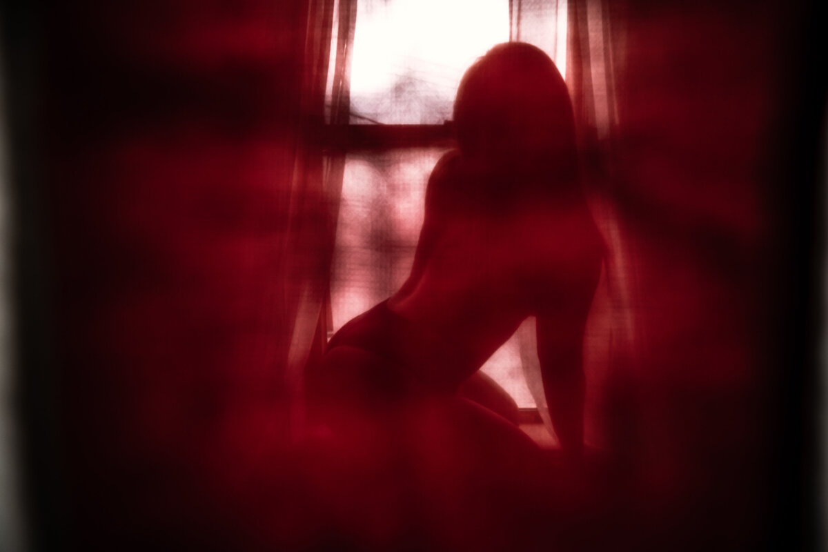 red for valentines day boudoir session