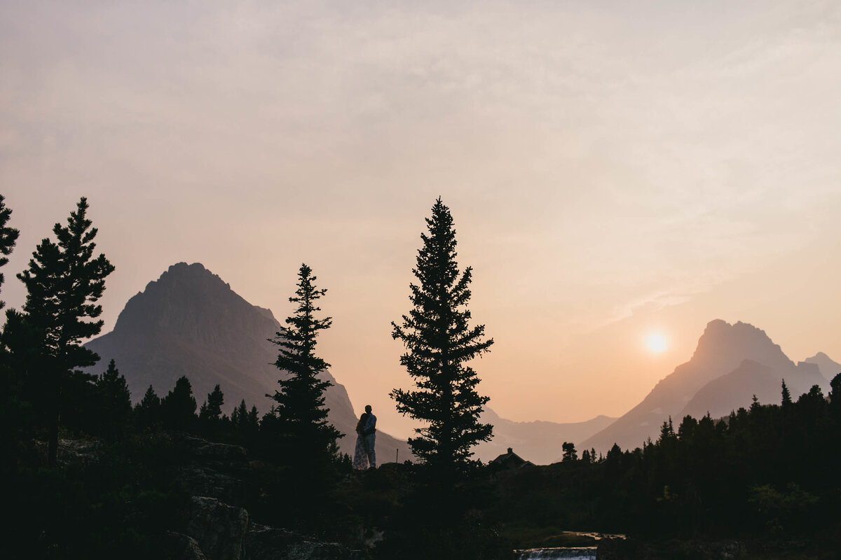 sunset at glacier national park