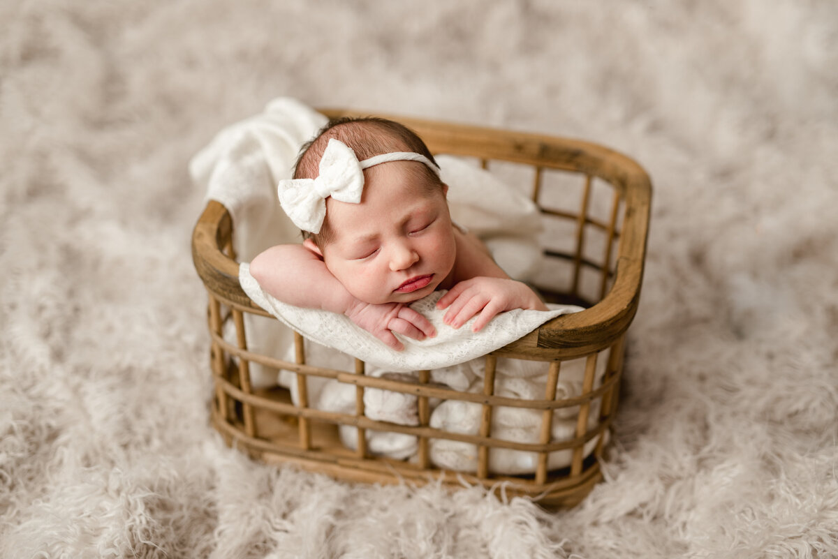 newborn girl in a basket