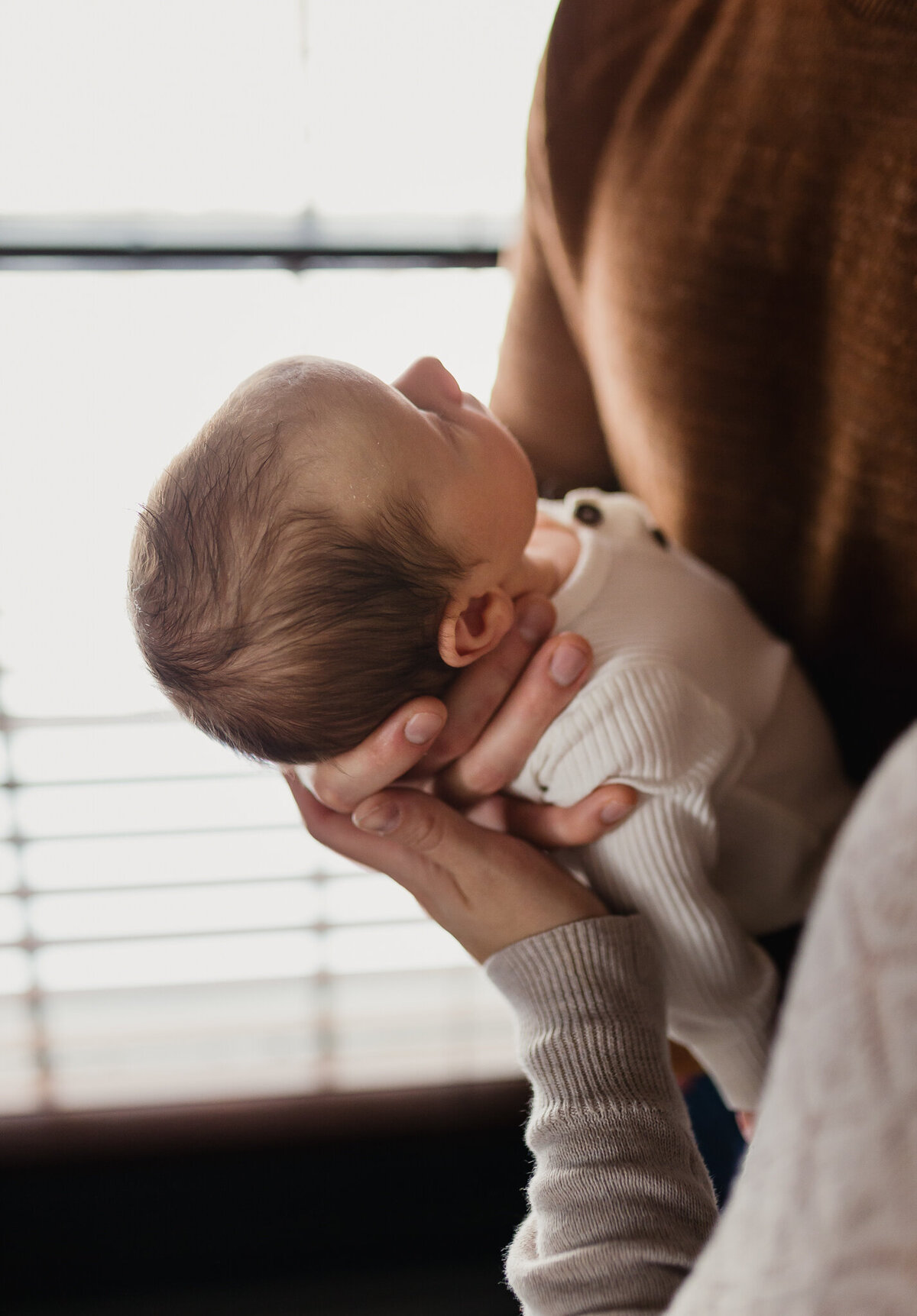 Infant photography of a mom and dad holding baby