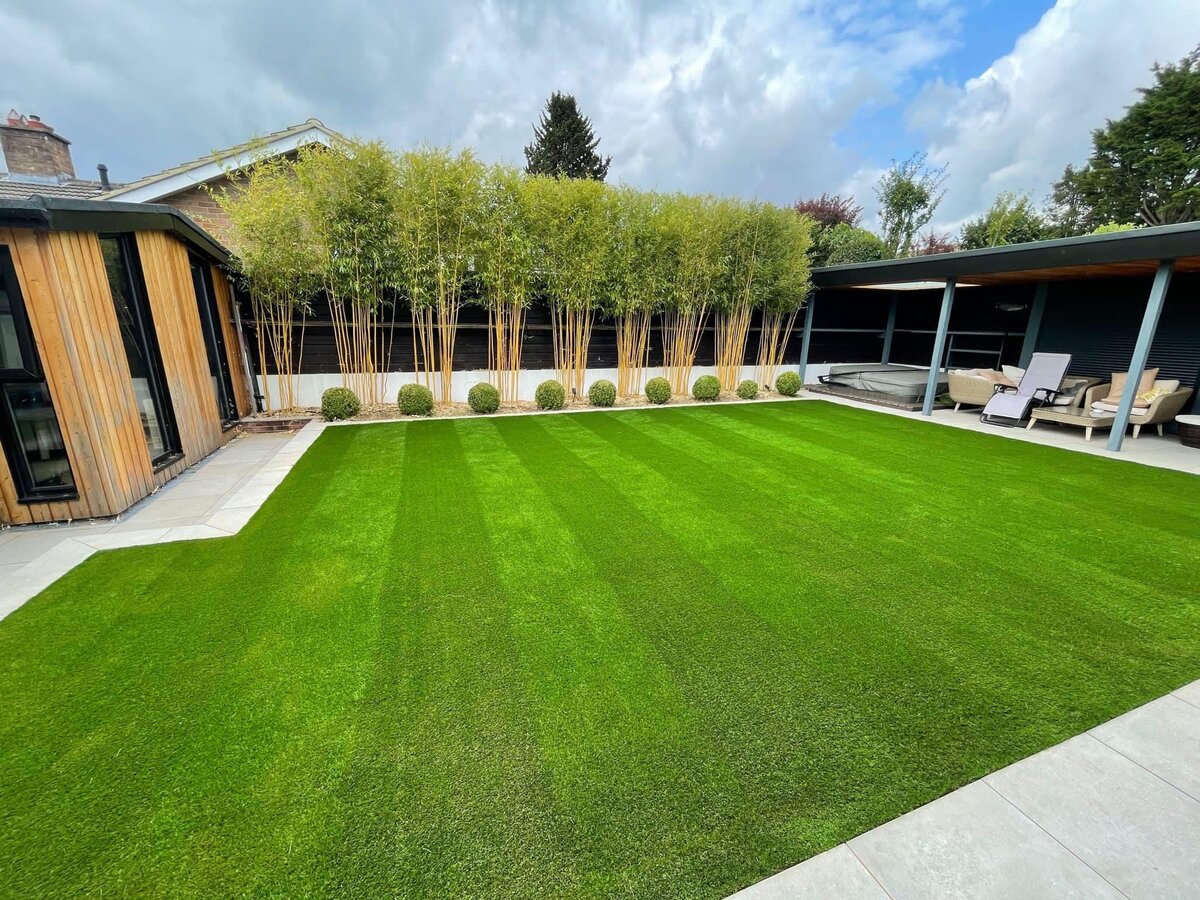 Modern garden with artificial grass