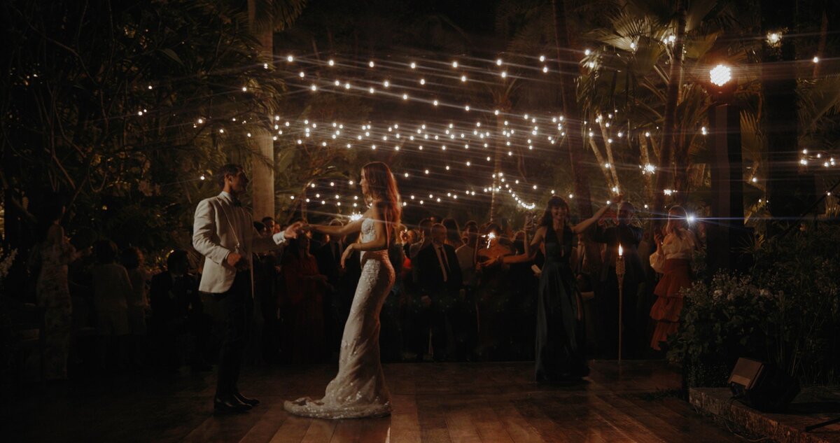 bride and groom on dance floor