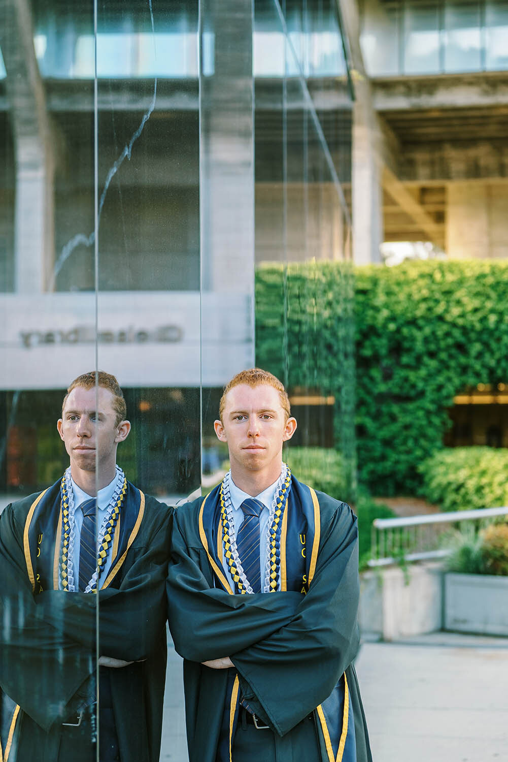 Cap and Gown Photoshoot outside Geisel Library at UCSD