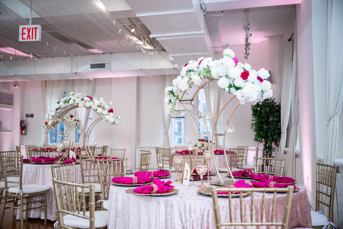 Blush and Hot Pink Wedding Table Centerpieces from Essence of Flair