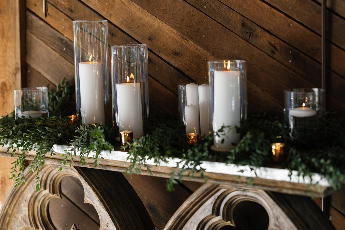 candles at ranch style wedding