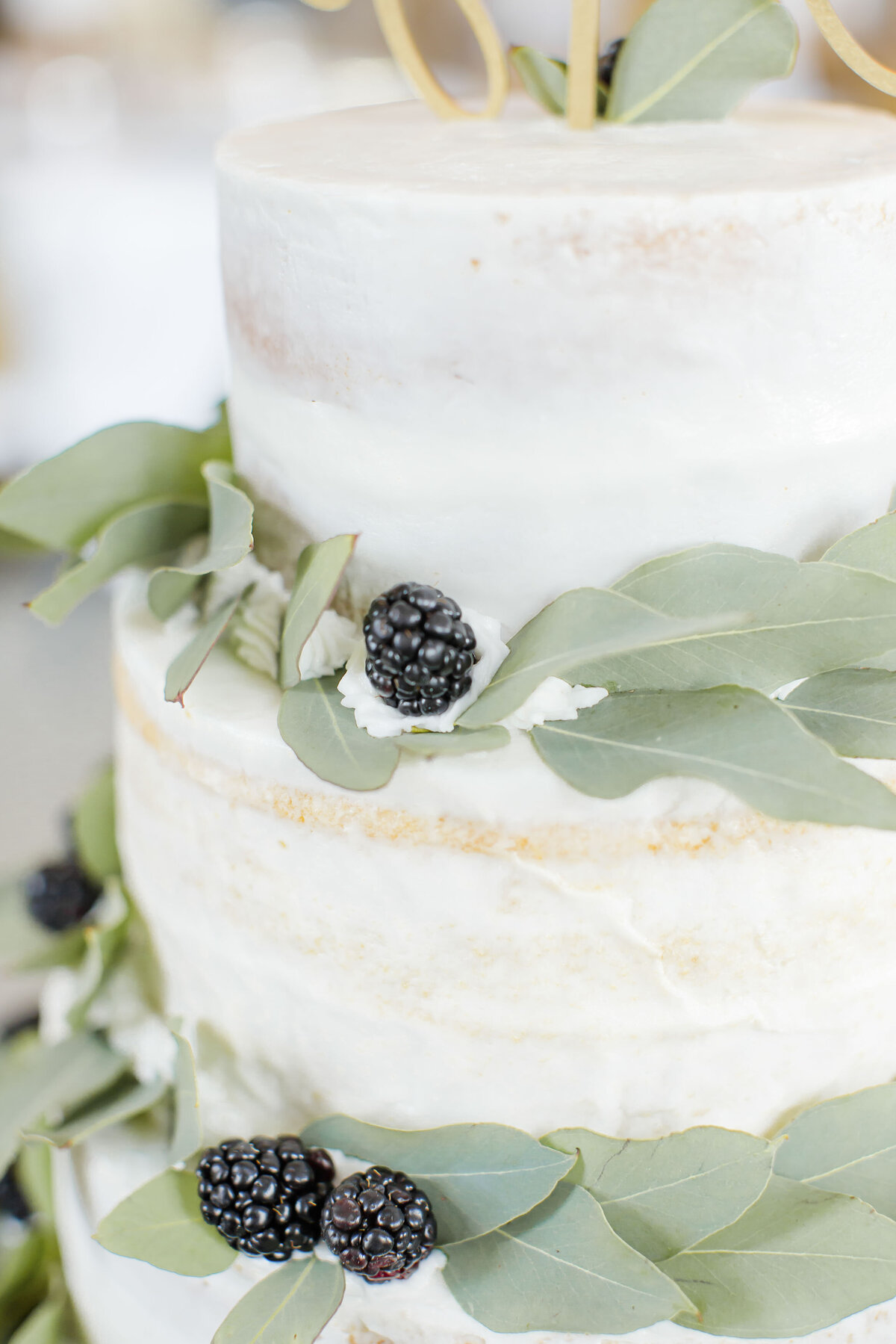 Beautiful, modern wedding cake with blackberries