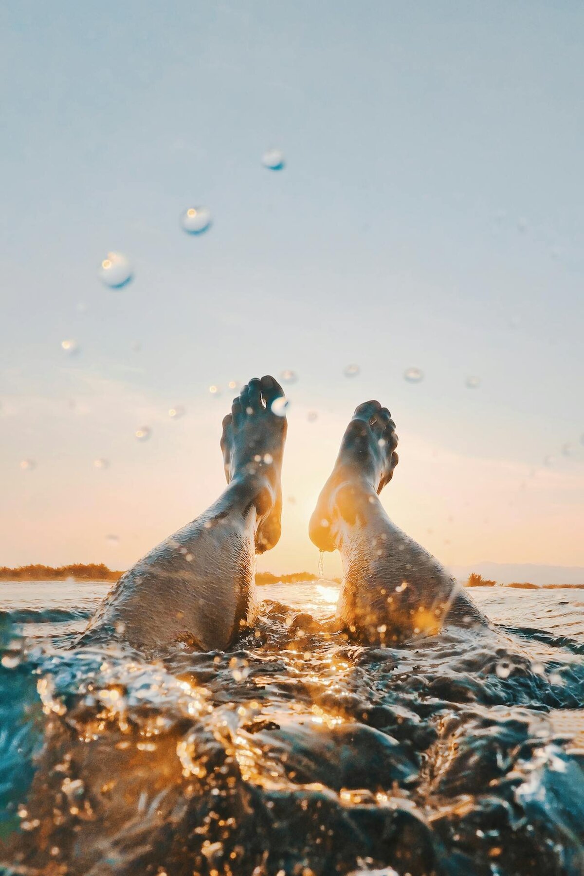 feet in the water
