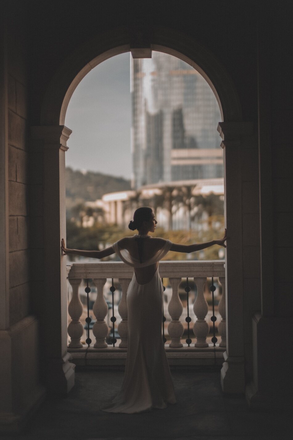 Pre-wedding photoshoot. The Londoner, Macau. Reem Acra - Breakfast at Tiffany’s.