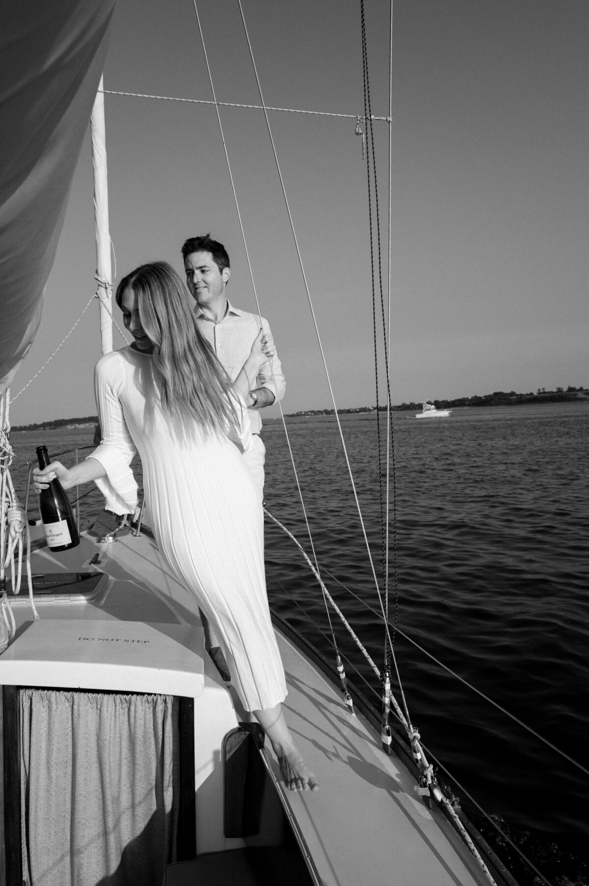 Cape Cod Engagement Photography on a Sailboat 9