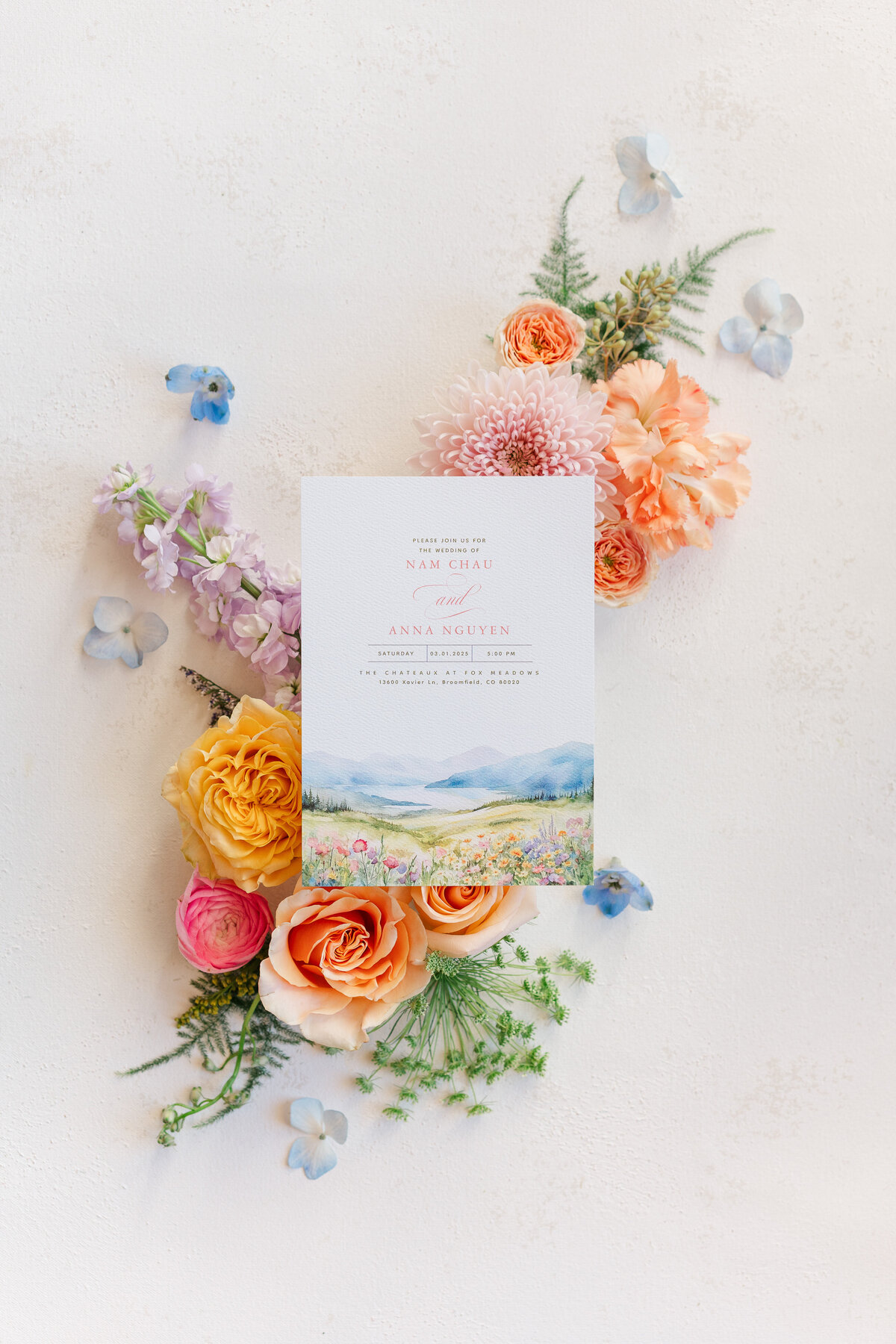 Chateaux at Fox Meadows Dusty Blue Garden Florals Wedding Elena Spraguer Photography 0006