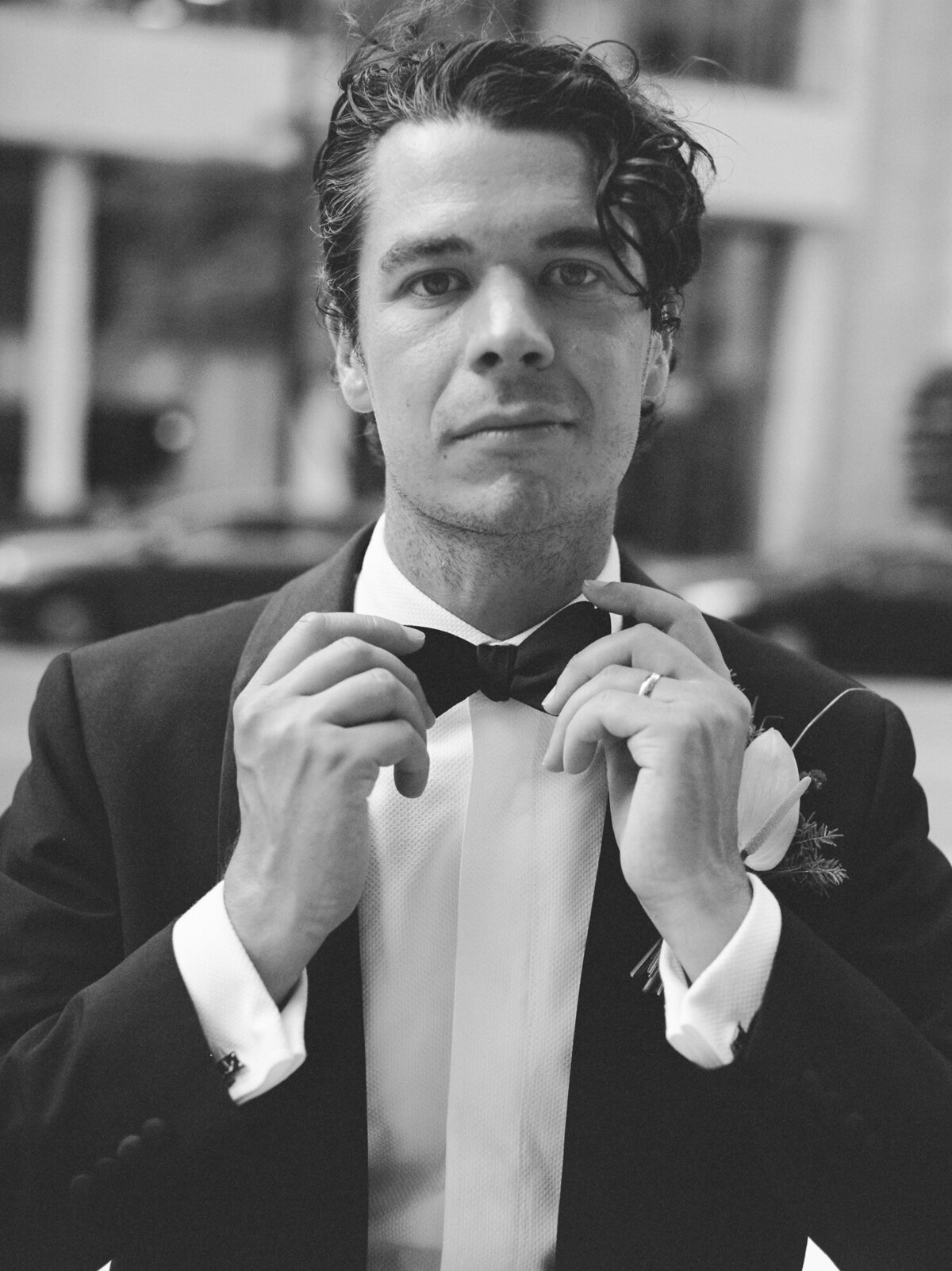 natural film wedding portrait of a groom in Detroit, Michigan