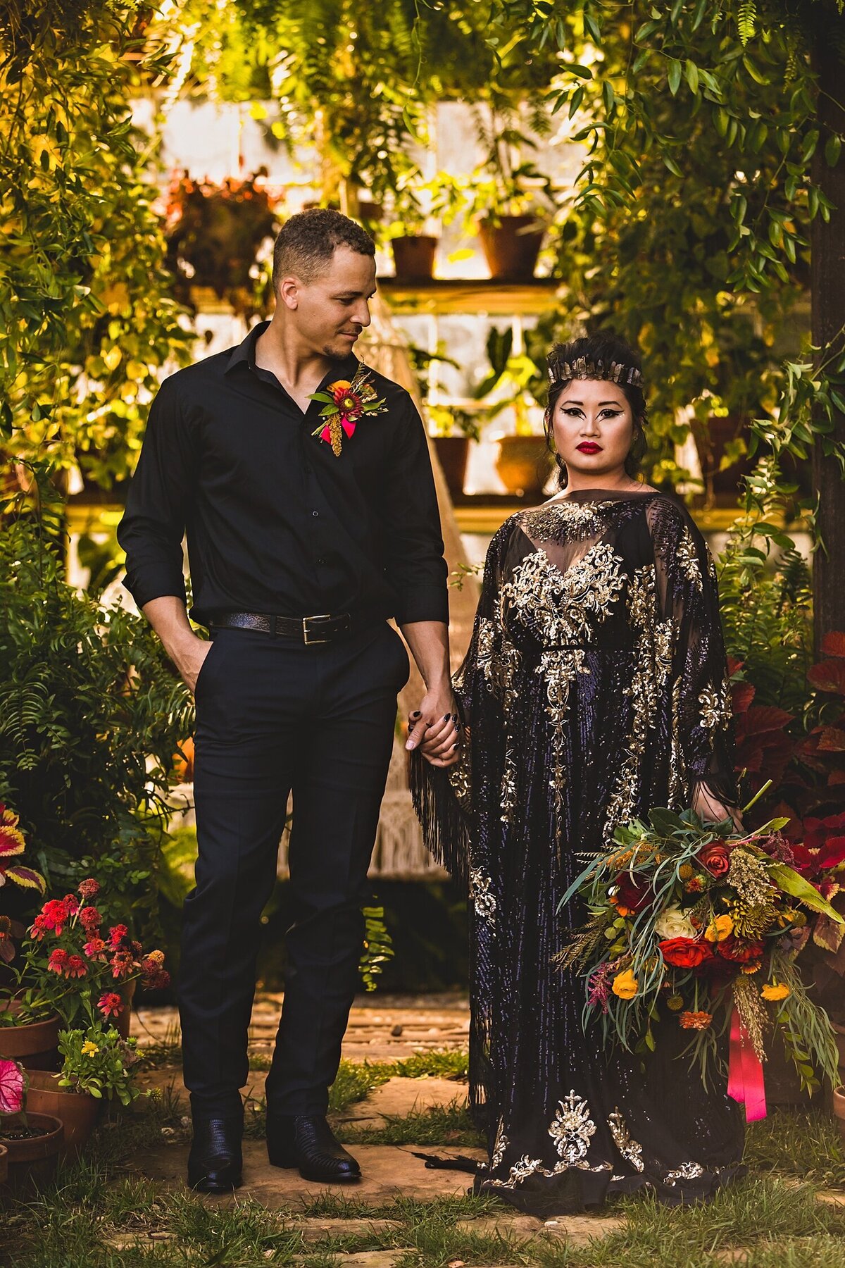 Jewel Tones Black Dress Greenhouse Wedding_0010