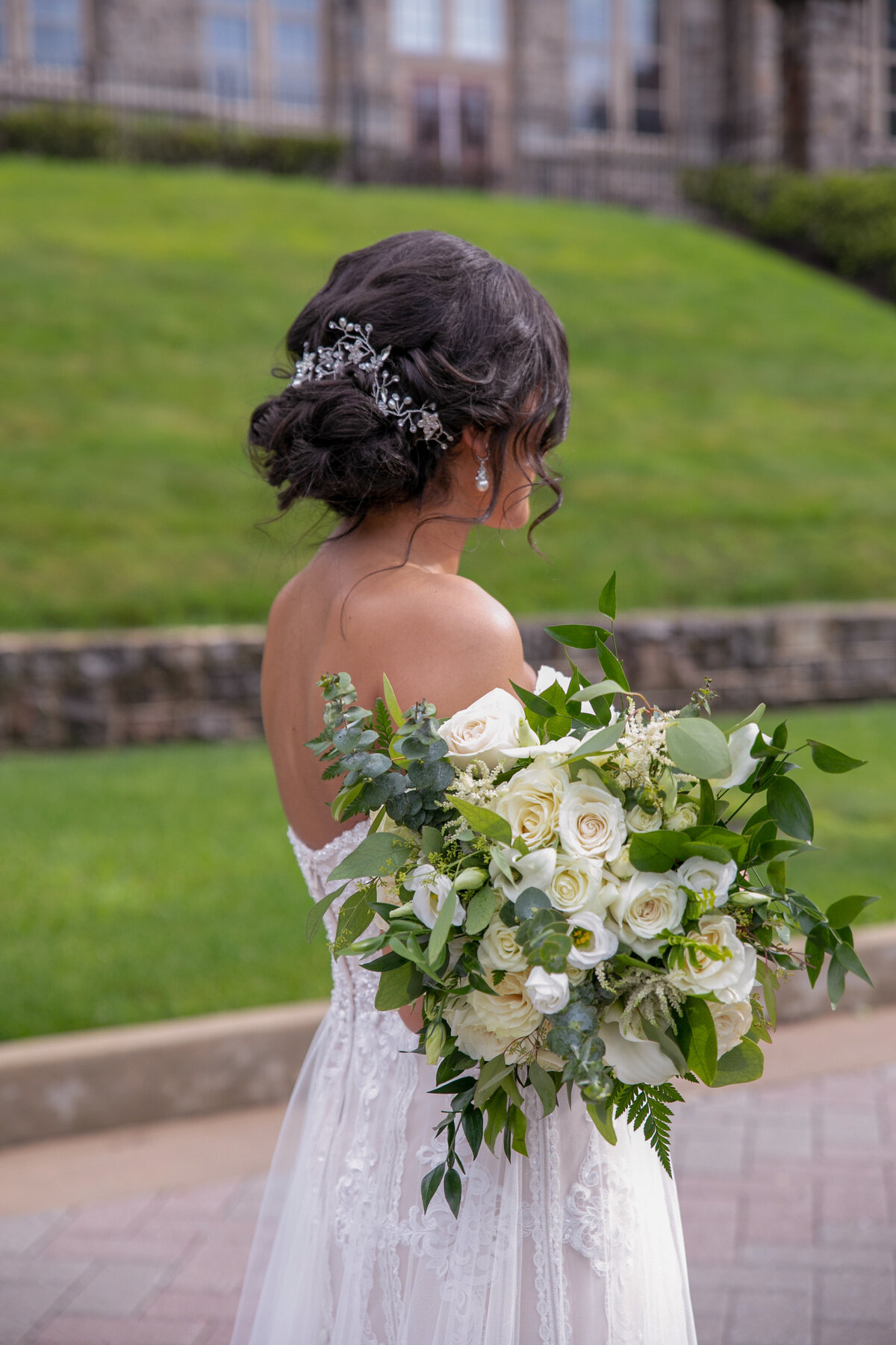 green and white wedding bridal bouquet allentown wedding florist