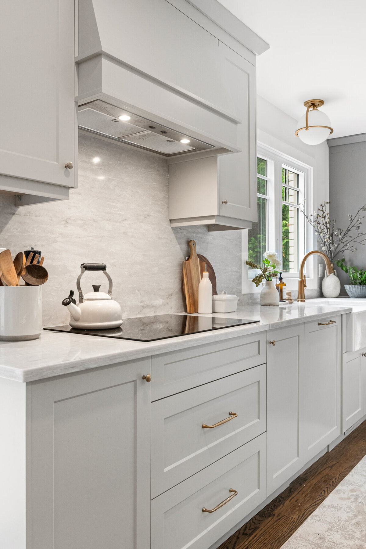 Final image of our elegant espresso kitchen interior design project.
