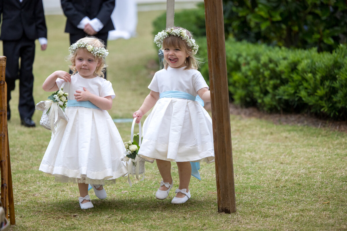 Flower Girls at Wedding Ceremony at Forbes Farm St Simons