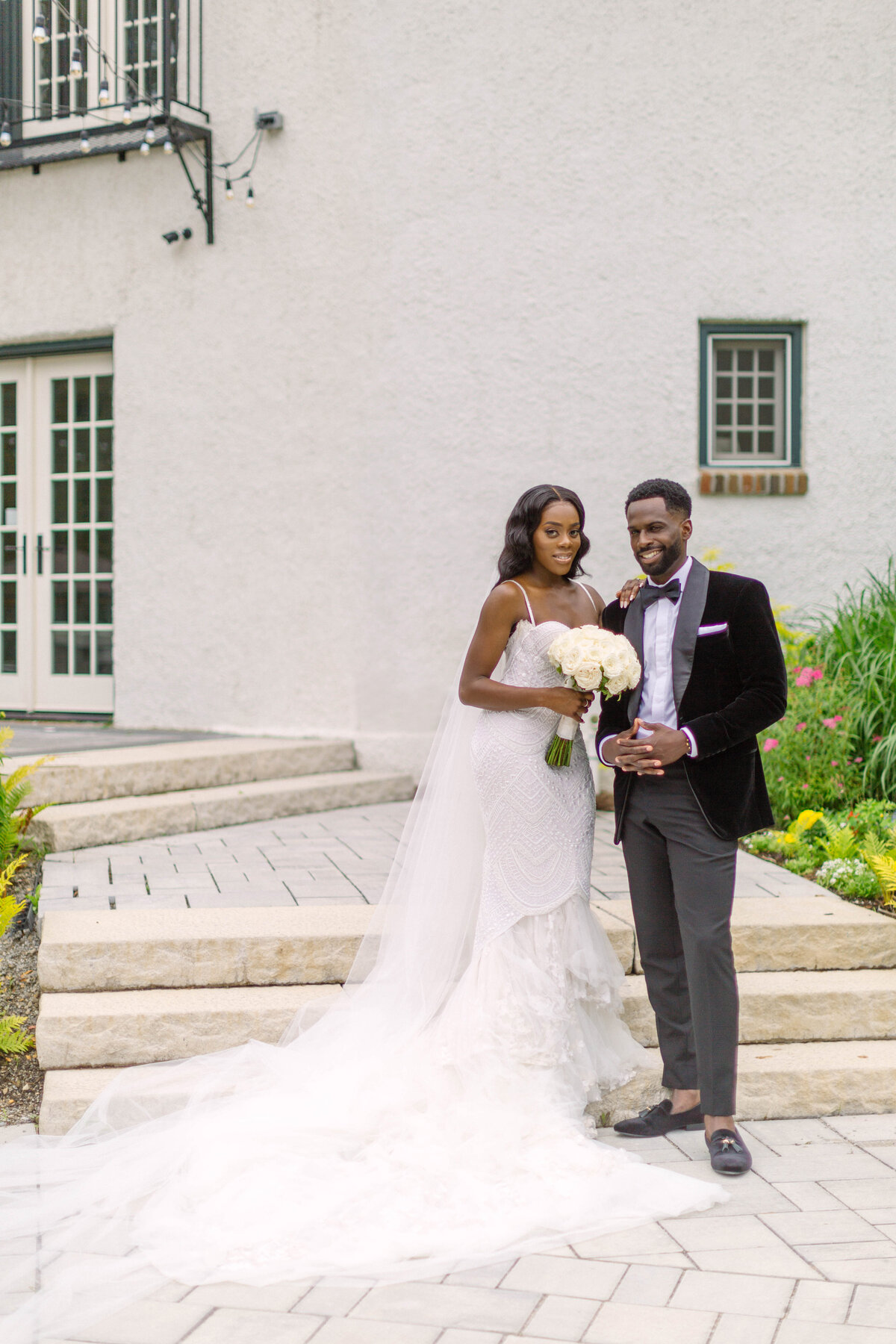 Black bride and groom at Guild Inn Estate in Toronto