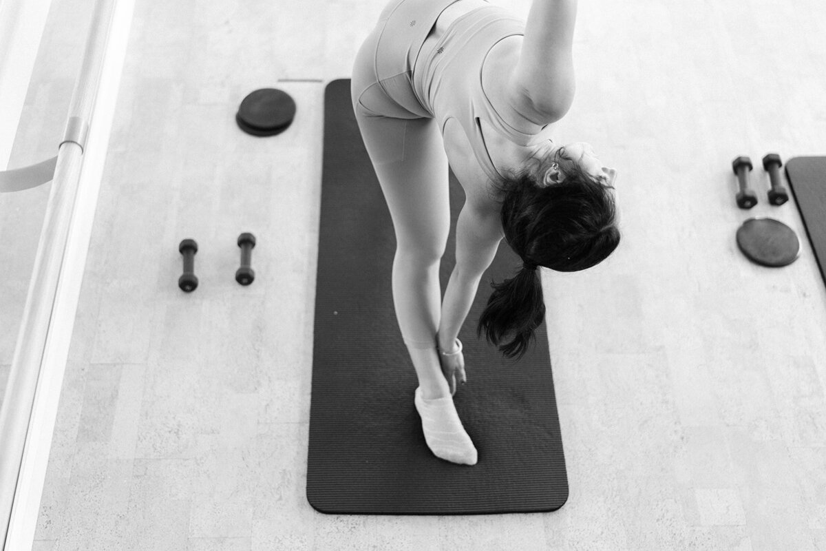Woman working out on a yoga mat