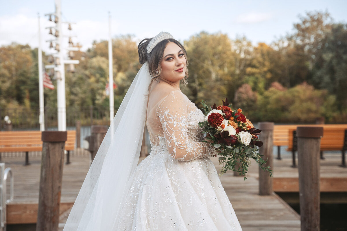 Bride on the pier - Baltimore wedding photography