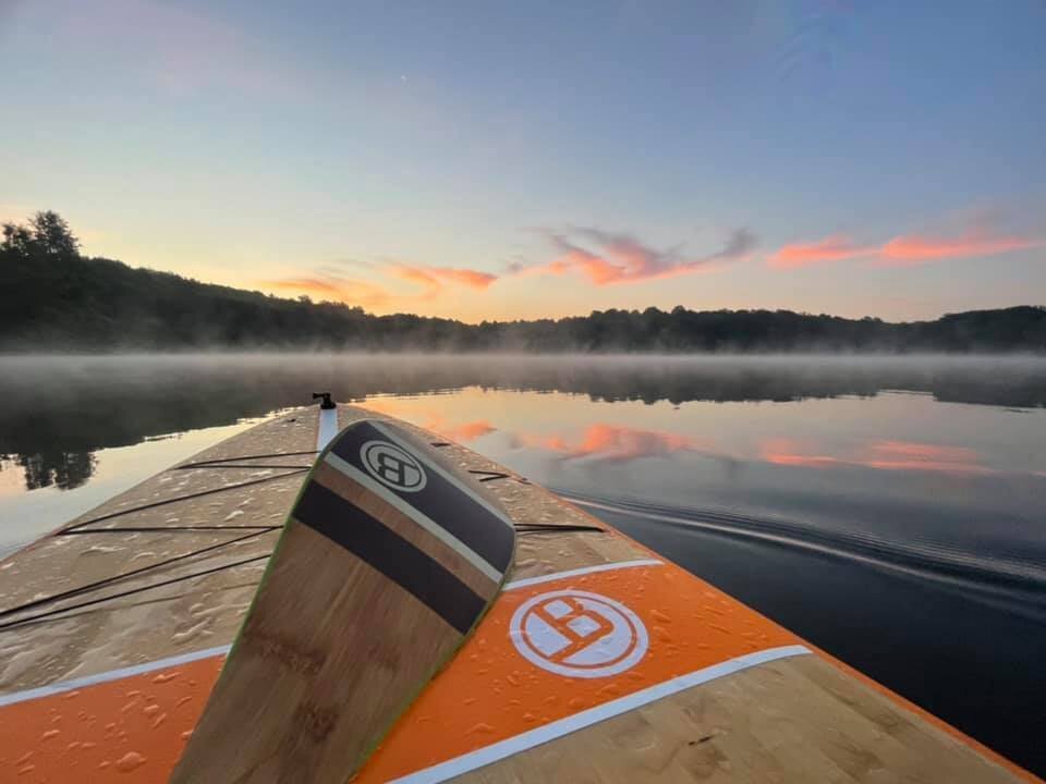 photographer Aaron Aldhizer enjoys a beautiful Ohio sunrise from his stand-up paddle boarding at a park in  Hudson Ohio. Photo taken by Aaron Aldhizer