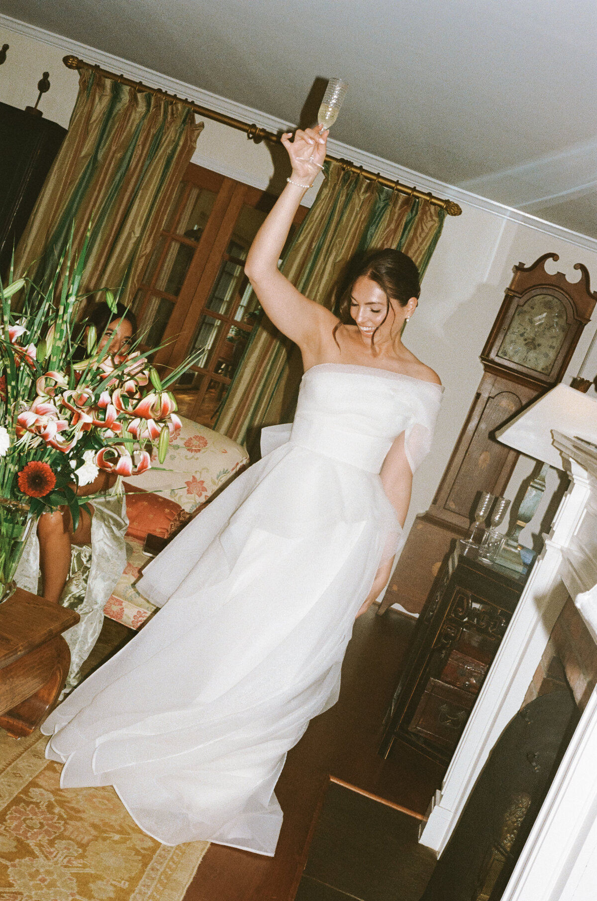 Timeless film photography capturing the bride's authentic beauty with editorial sophistication at Lion Rock Farm. NYC photographer Lauren Alatriste combines fashion forward composition with documentary emotion, creating luxury destination wedding images that feel both contemporary and eternally elegant.