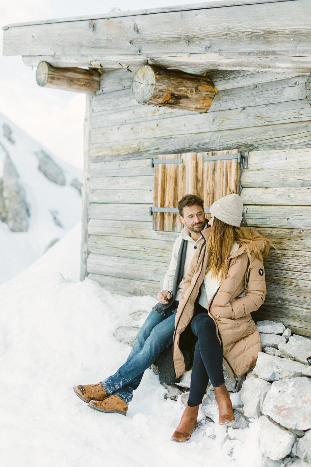 a married couple enjoying winter time in tirol