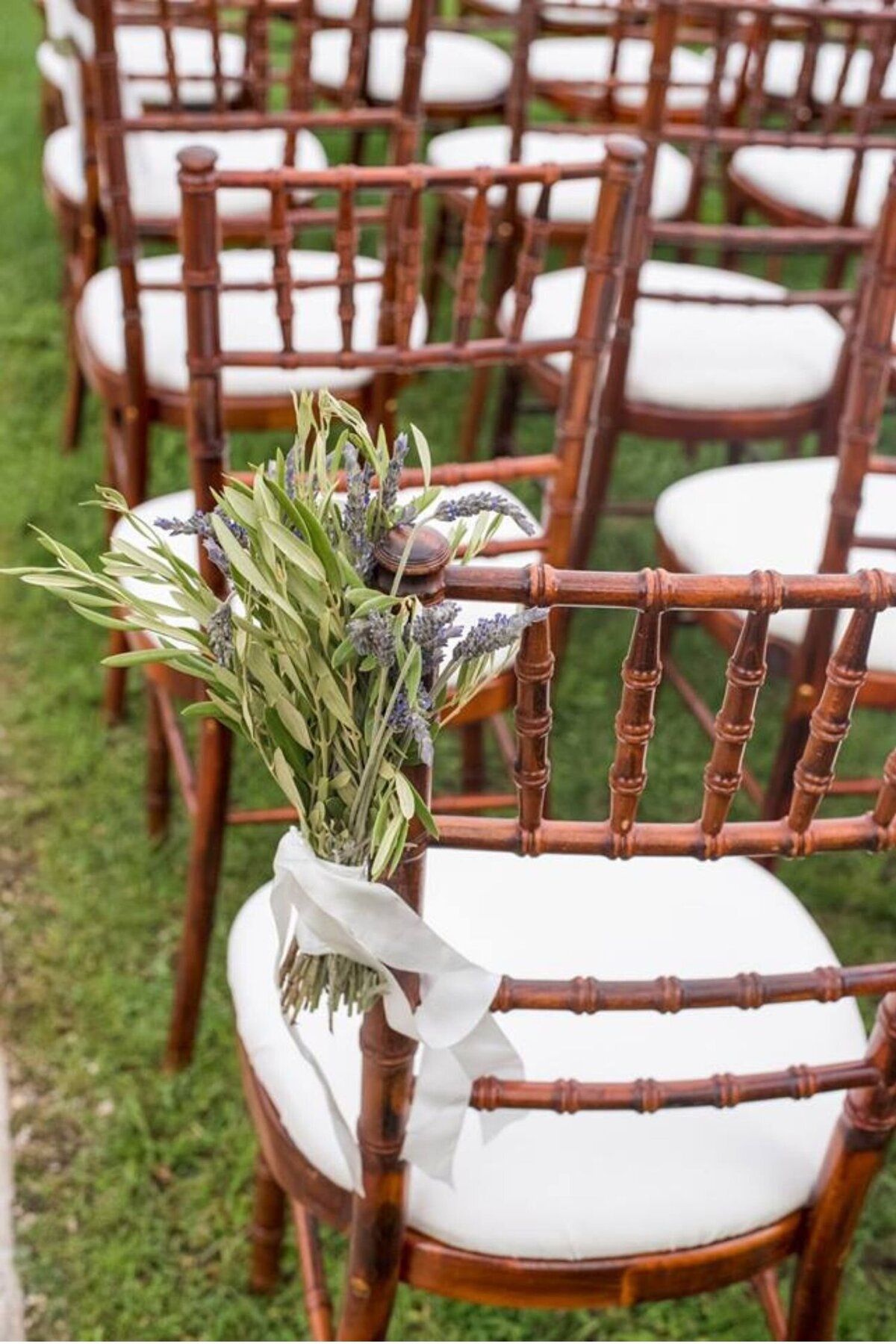 Lavender aisle markers for a garden ceremony at a luxury Italian inspired Chicago North Shore wedding.