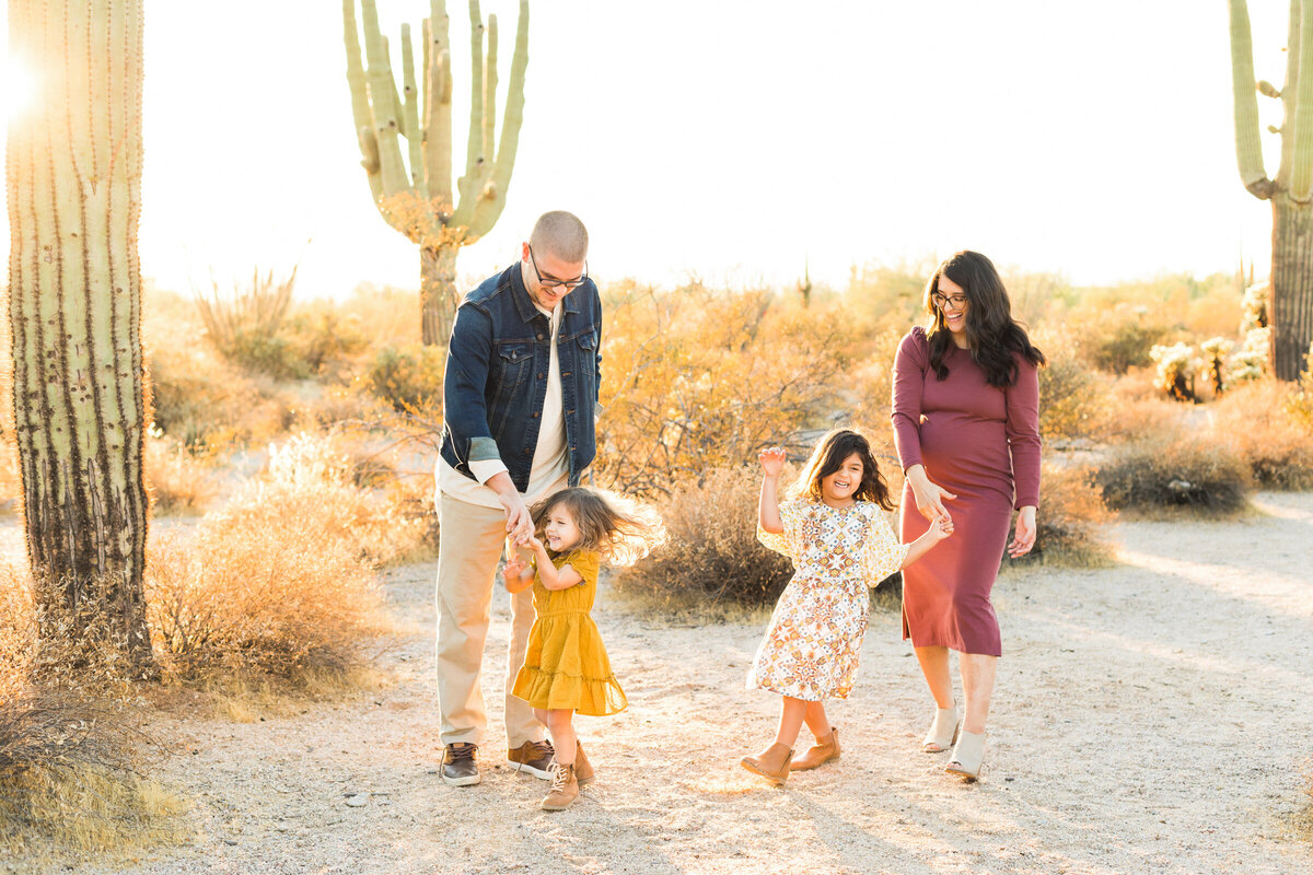 family playing together in Scottsdale desert