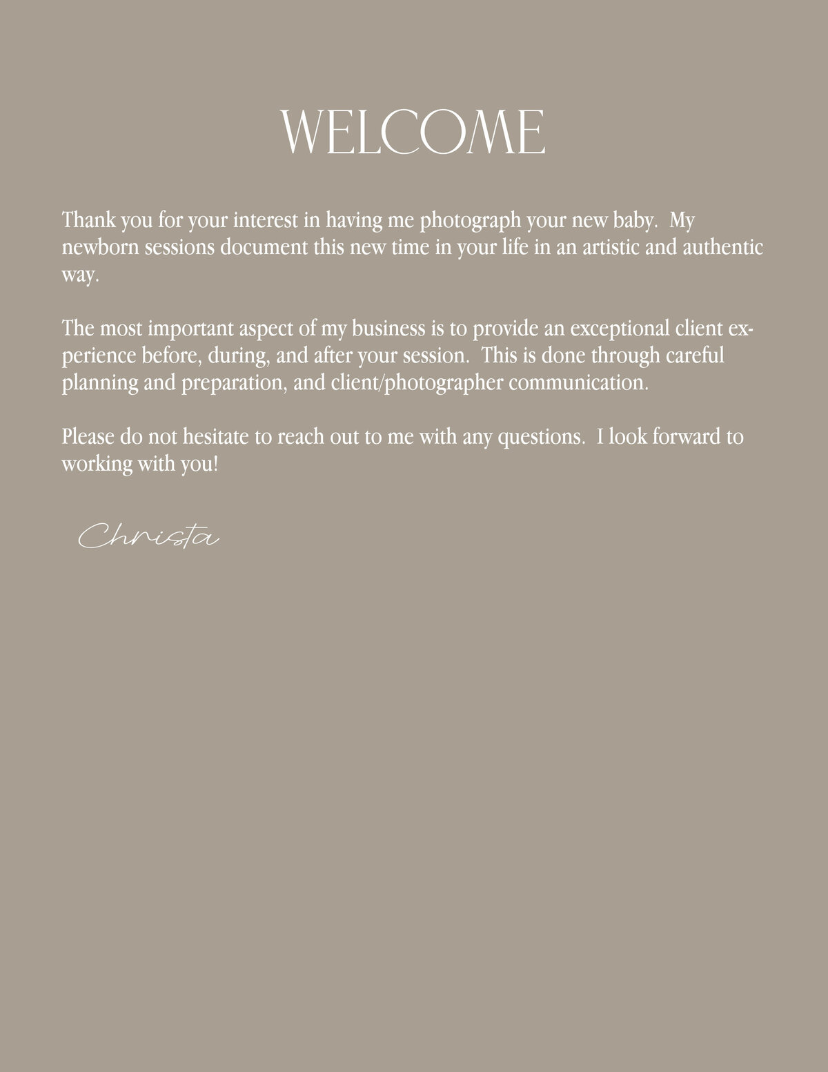 welcome page