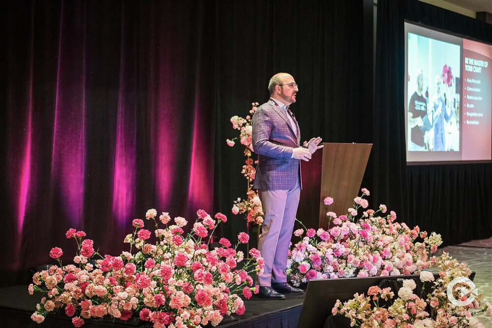 NACE Milwaukee Tickled Pink Soiree stage florals david caruso-3