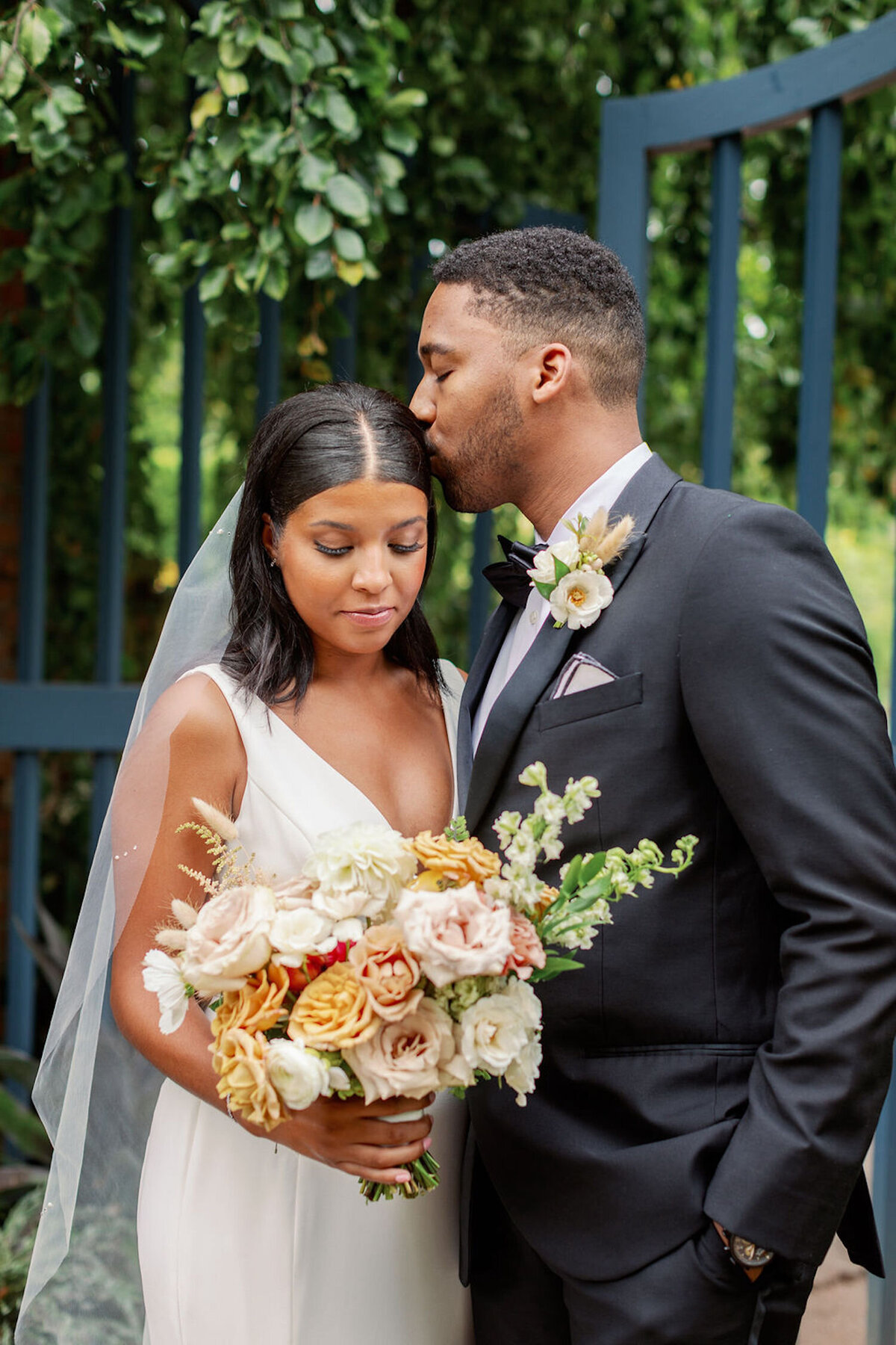 Romantic Garden Wedding Portrait at Luxury Chicago North Shore Outdoor Wedding Venue